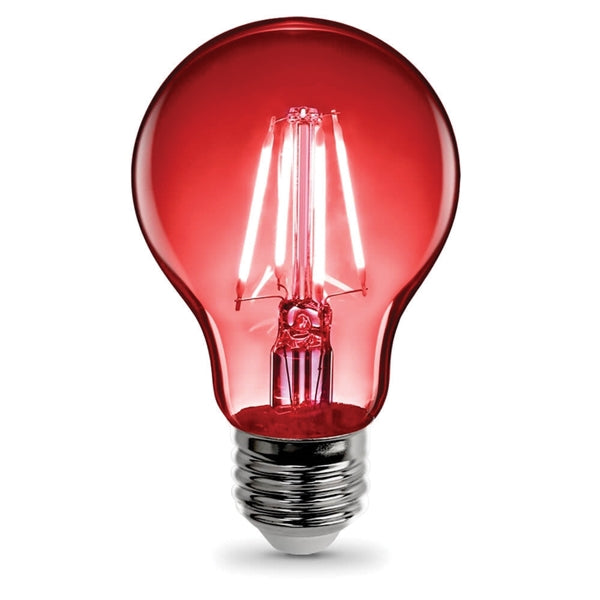 Feit Electric A19/TR/LED LED Bulb, General Purpose, A19 Lamp, E26 Lamp Base, Dimmable, Clear, Red Light