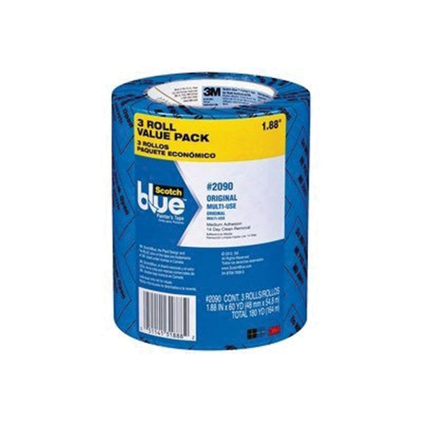 ScotchBlue 2090-48EVP Painter's Tape, 60 yd L, 1.88 in W, Crepe Paper Backing, Blue