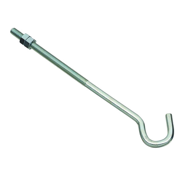 National Hardware 2162BC Series N221-705 Hook Bolt, 3/8 in Thread, 10 in L, Steel, Zinc, 135 lb Working Load