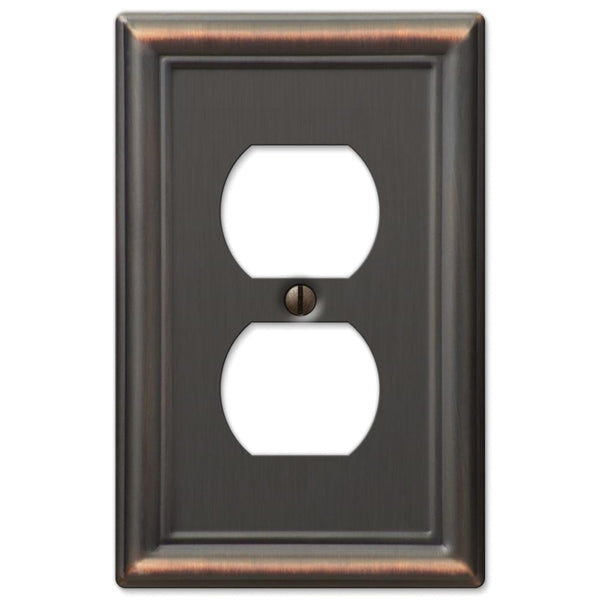 Amerelle Chelsea 149DDB Receptacle Wallplate, 2 -Gang, Steel, Bronze