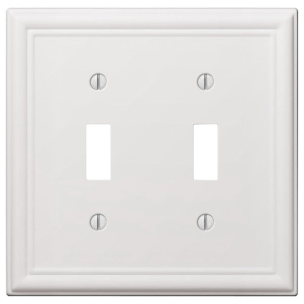 Amerelle 149TTW Wallplate, 4-7/8 in L, 4-15/16 in W, 2 -Gang, Steel, White