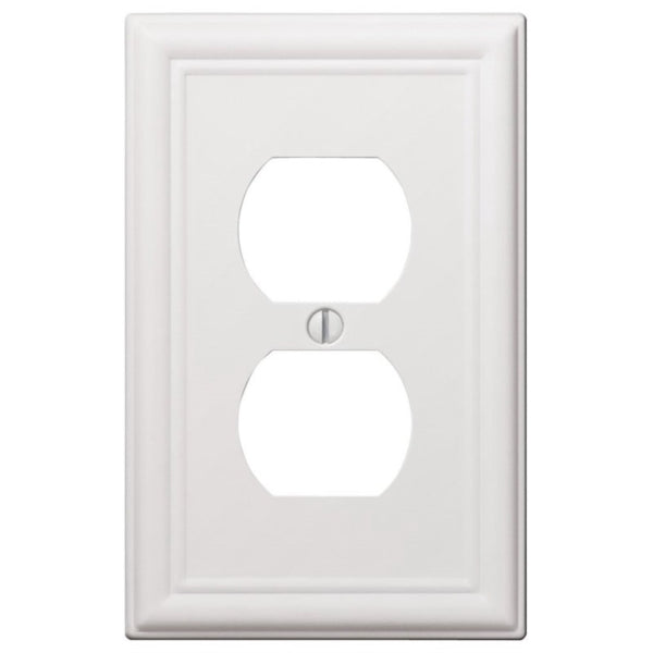 Amerelle 149DW Receptacle Wallplate, 5 in L, 2-7/8 in W, 1 -Gang, Steel, White, Screw Mounting