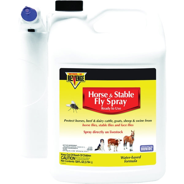 Revenge 46173 Horse and Stable Fly Sprayer, Liquid, White, 1 gal