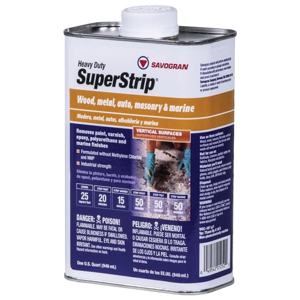 SAVOGRAN SuperStrip 01252 Paint/Varnish Remover, Liquid, Aromatic, Blue, 1 qt