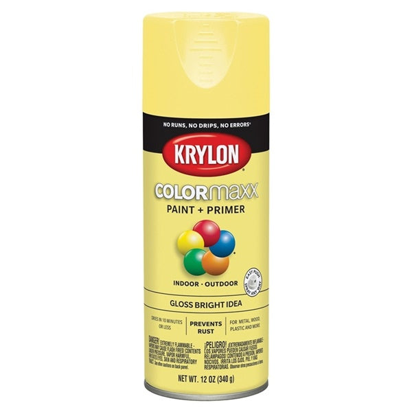 Krylon COLORmaxx K05507007 Spray Paint, Gloss, Bright Idea, 12 oz, Aerosol Can