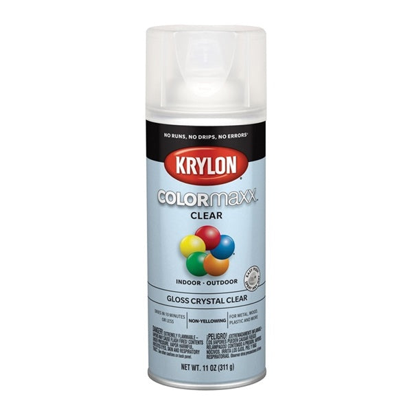 Krylon COLORmaxx K05515007 Spray Paint, Gloss, Clear, 11 oz, Aerosol Can