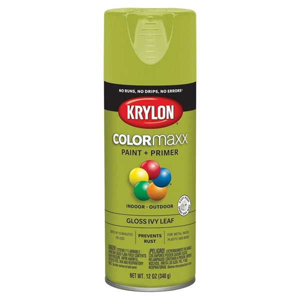 Krylon COLORmaxx K05525007 Spray Paint, Gloss, Ivy Leaf, 12 oz, Aerosol Can