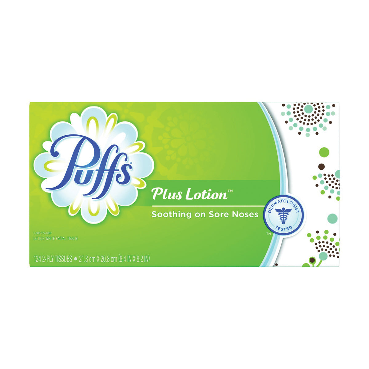 Puffs 39346 Facial Tissue, 8.4 in L, 8.2 in W, 2-Ply, Paper