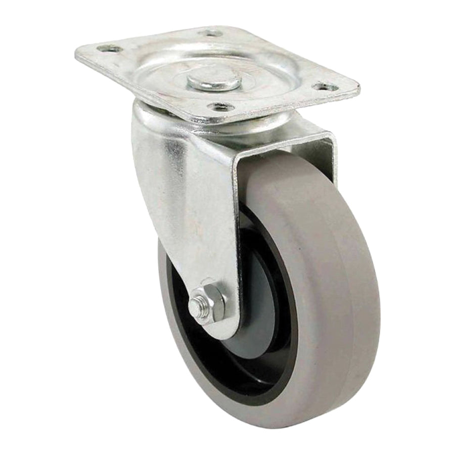 Shepherd Hardware 400 Series 9735 Swivel Caster, 4 in Dia Wheel, TPR Wheel, Gray, 250 lb