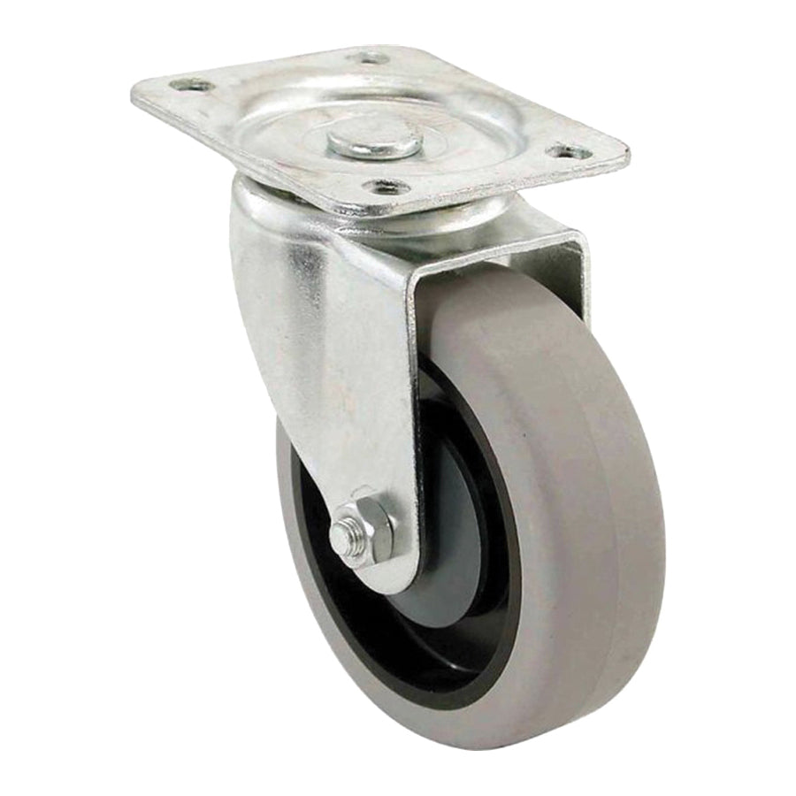 Shepherd Hardware 400 Series 9738 Swivel Caster, 5 in Dia Wheel, TPR Wheel, Gray, 300 lb