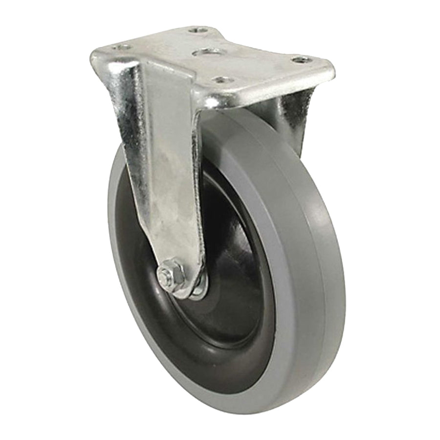 Shepherd Hardware 400 Series 9740 Rigid Caster, 5 in Dia Wheel, TPR Wheel, Gray, 300 lb