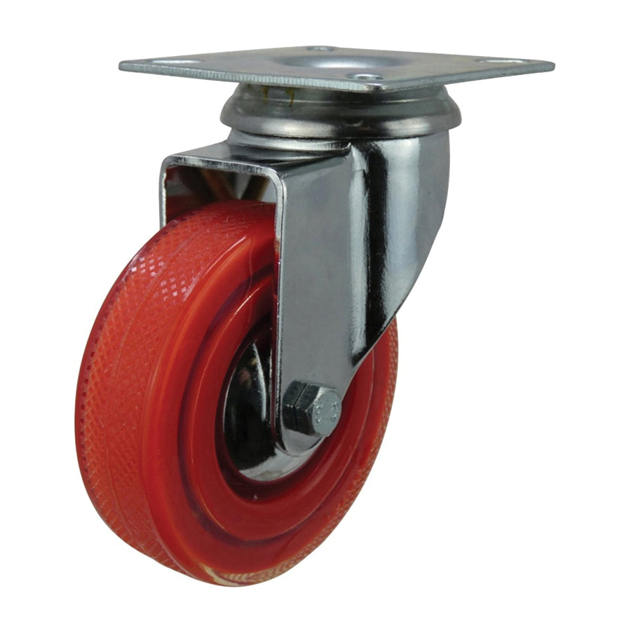 Shepherd Hardware 6266 Swivel Caster, 3 in Dia Wheel, Polyurethane Wheel, Red, 132 lb