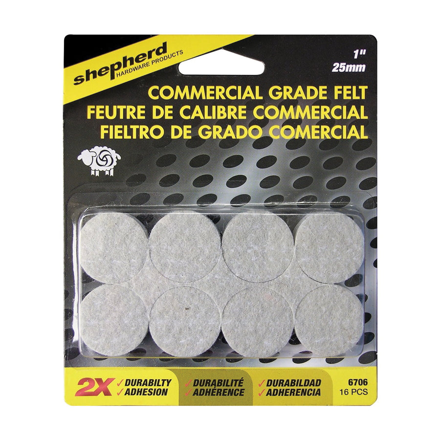 Shepherd Hardware 6706 Protective Pad, Felt, Beige, 1 in Dia, Round