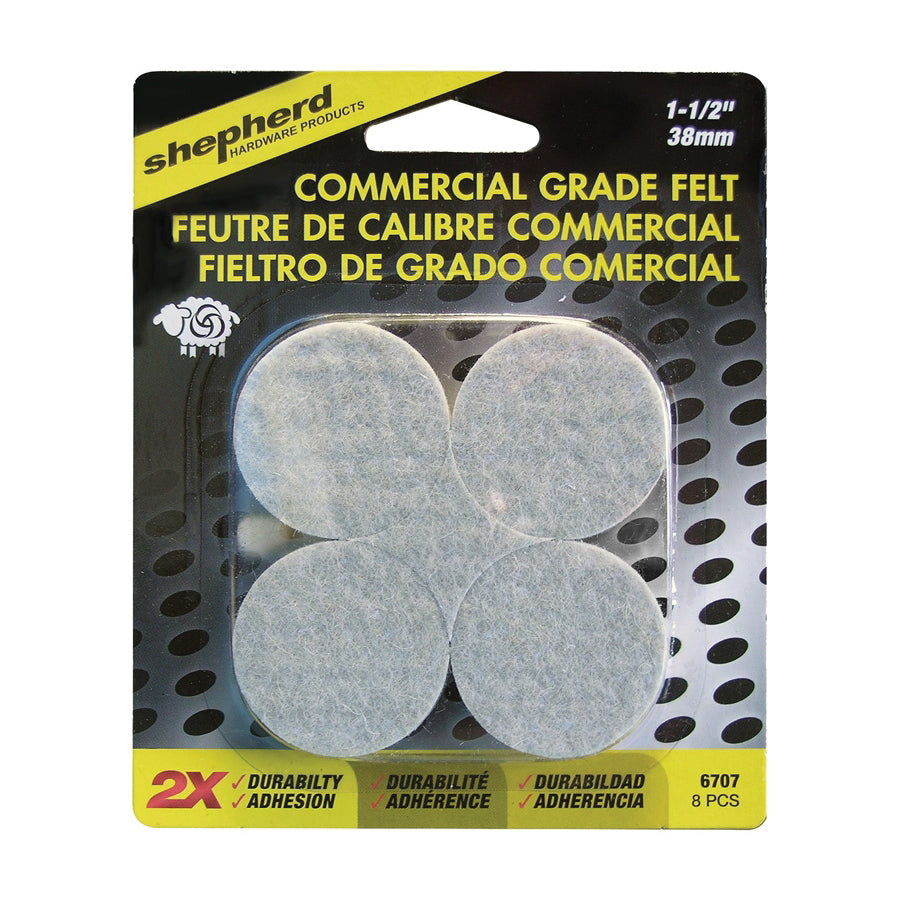 Shepherd Hardware 6707 Protective Pad, Felt, Beige, 1-1/2 in Dia, Round