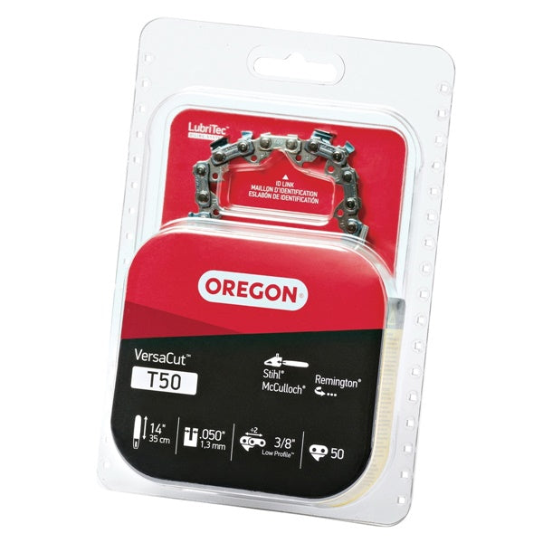 Oregon VersaCut T50 Chainsaw Chain, 14 in L Bar, 0.05 Gauge, 3/8 in TPI/Pitch, 50-Link