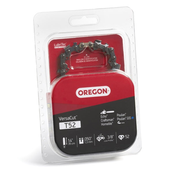 Oregon VersaCut T52 Chainsaw Chain, 14 in L Bar, 0.05 Gauge, 3/8 in TPI/Pitch, 52-Link