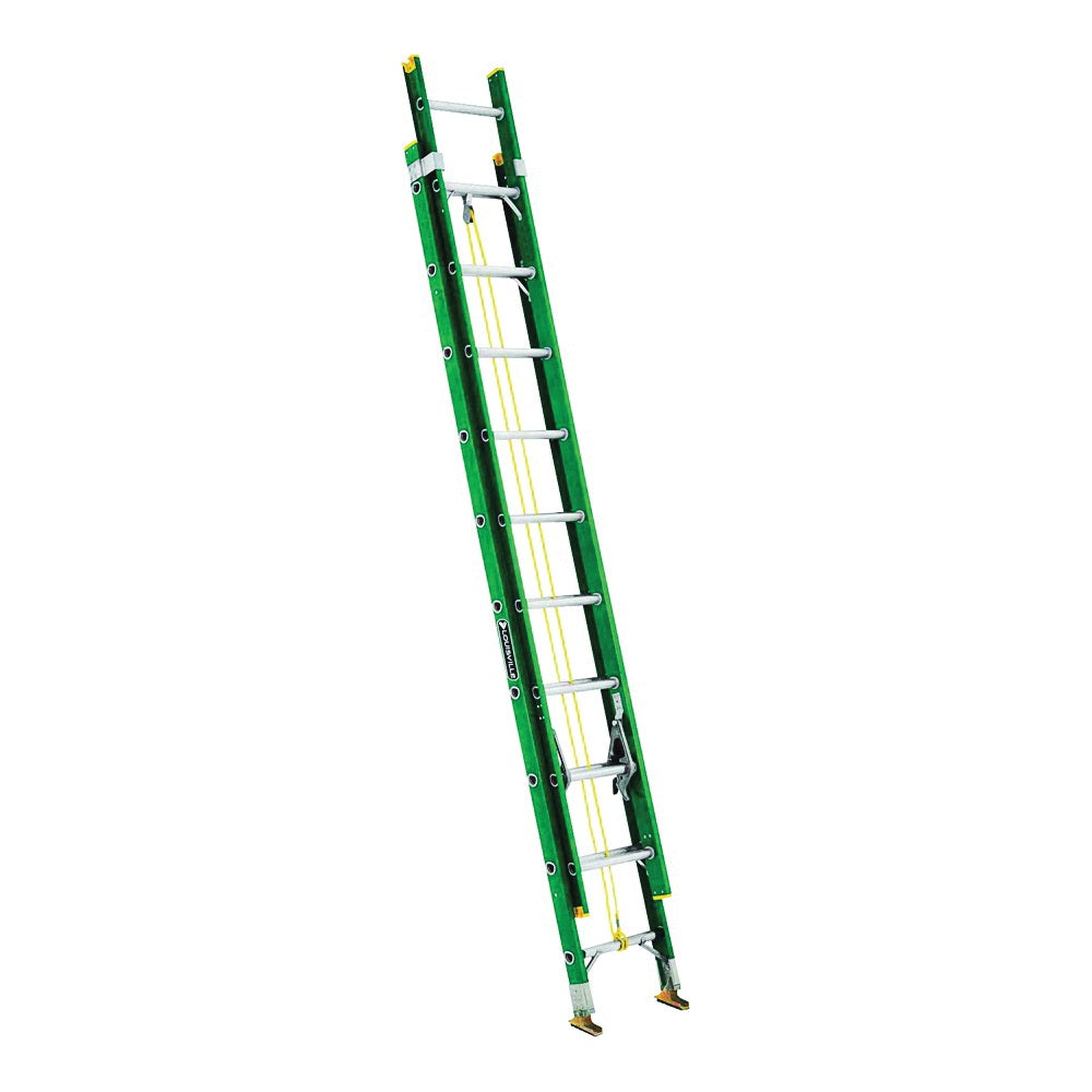 Louisville FE0616 Extension Ladder, 225 lb, Fiberglass, Green