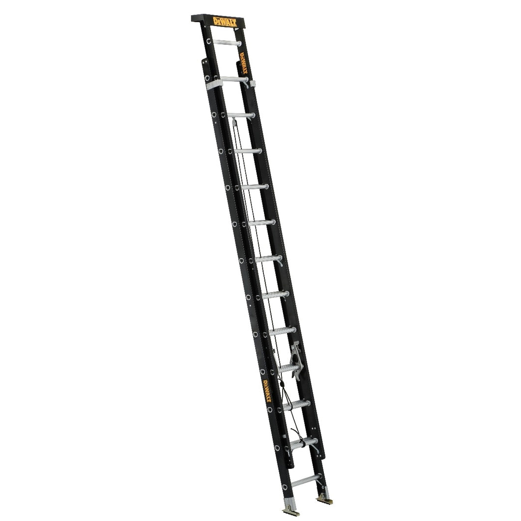 DeWALT DXL3020-24PT Extension Ladder, 282 in H Reach, 300 lb, 1-1/2 in D Step, Fiberglass