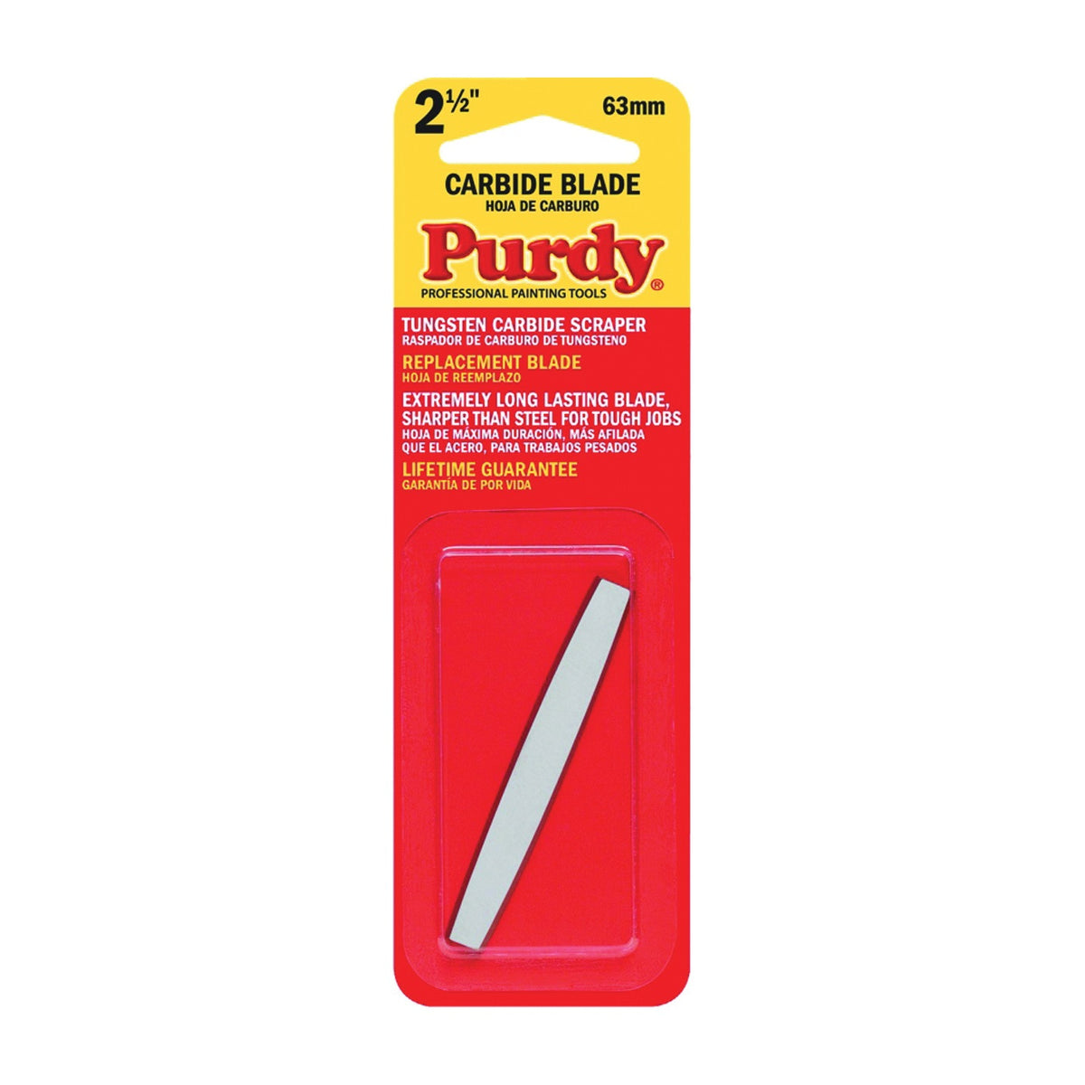 Purdy 900235 Scraper Blade, 2-1/2 in W Blade, Tungsten Carbide Blade