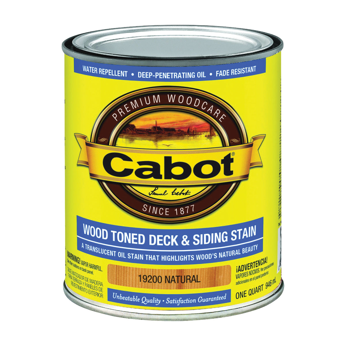 Cabot 140.0019200.005 Deck and Siding Stain, Natural, Liquid, 1 qt, Can