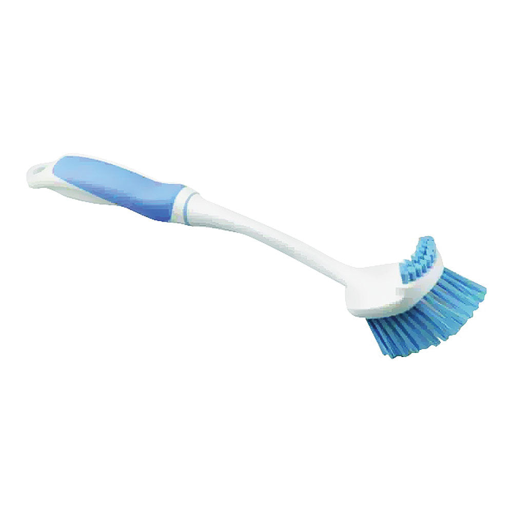 Simple Spaces YB33273L Dishwash Brush, 1-1/8 in L Trim, 2-1/4 in W Brush, PP/PVC Bristle, 12 in L, PP/TPE Handle