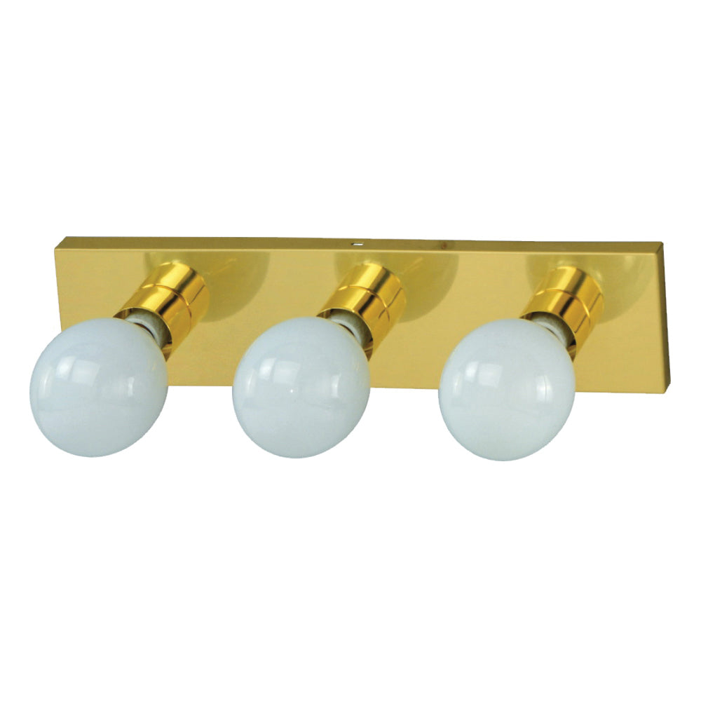 Boston Harbor V5BB03-3L Vanity Bar Fixture, 100 W, 3-Lamp, G Lamp, Steel Fixture, Polished Brass Fixture