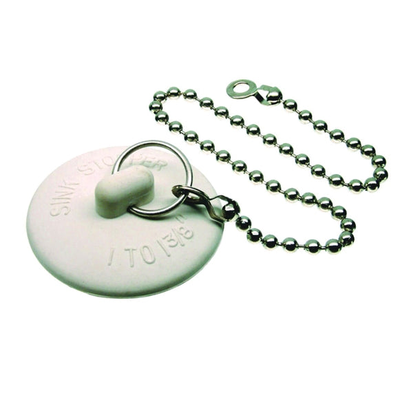 Danco 80784 Sink Stopper, Rubber, White, For: 1 to 1-3/8 in Drain, Universal Sink