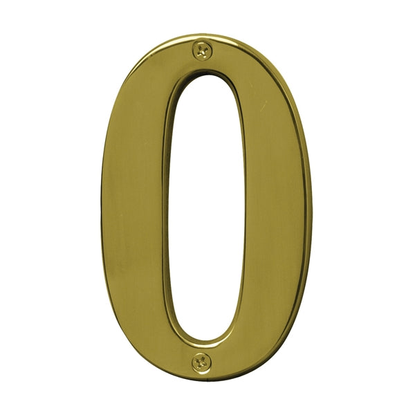 HY-KO Prestige Series BR-51PB/0 House Number, Character: 0, 5 in H Character, Brass Character, Solid Brass