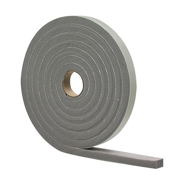 M-D 02311 Foam Tape, 3/4 in W, 10 ft L, 1/2 in Thick, PVC, Gray