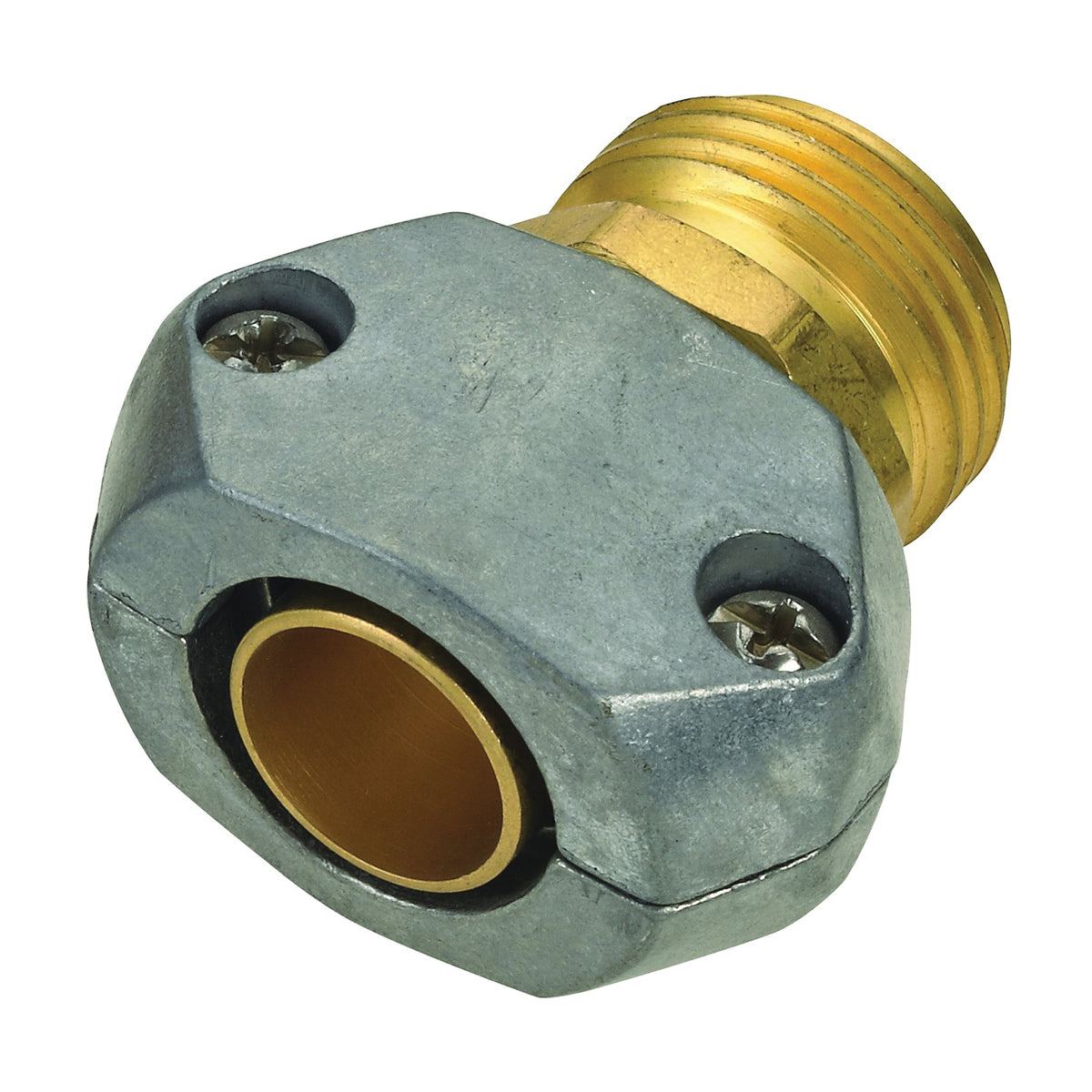 Landscapers Select GC534 Hose Coupling, 5/8 to 3/4 in, Male, Brass and zinc, Brass and silver
