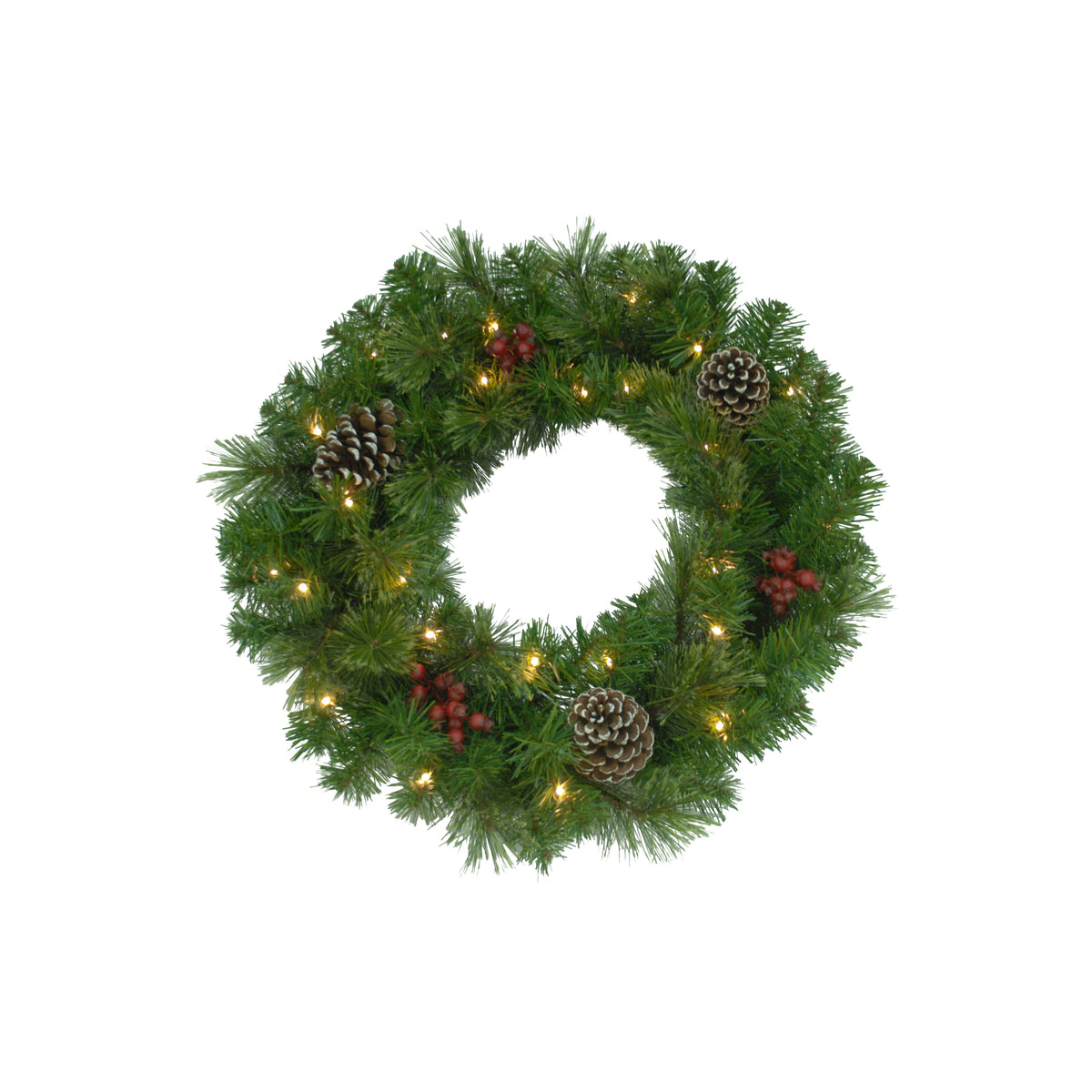 Holiday Bright Lights WRTD-26-BSDWW Christmas Wreath, AA Battery, LED Bulb, Warm White Bulb, Metal Frame Mounting