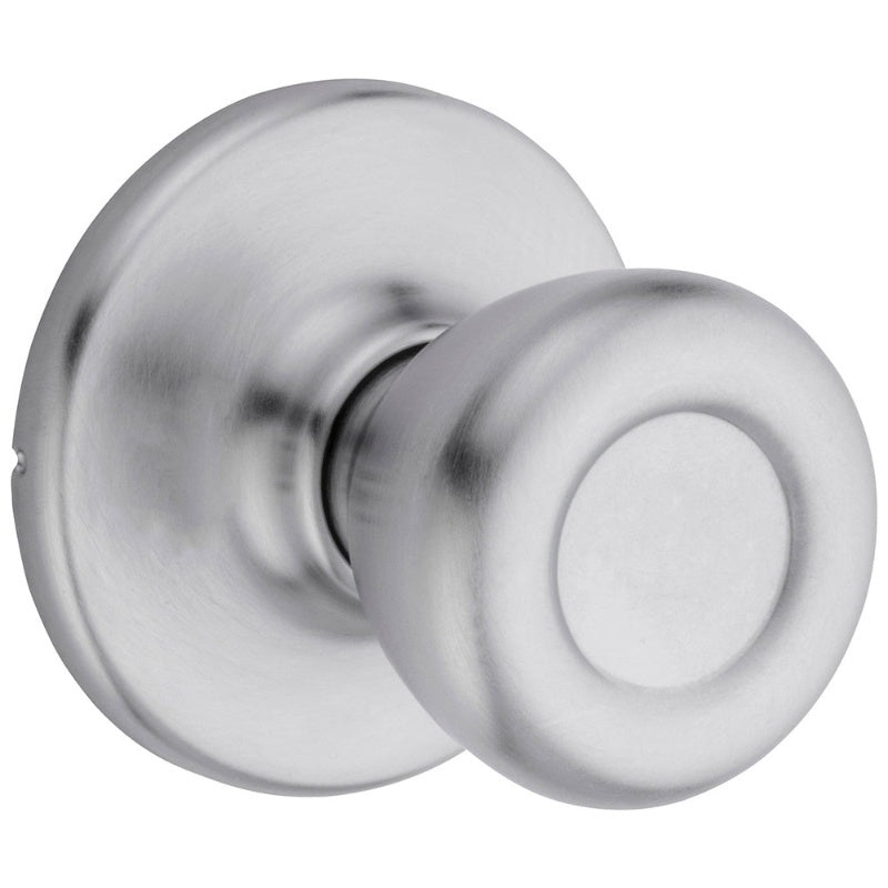 Kwikset 200T26DALRCSBX Door Knob, Satin Chrome, 1-3/8 to 1-3/4 in Thick Door, 2-1/4 in Strike