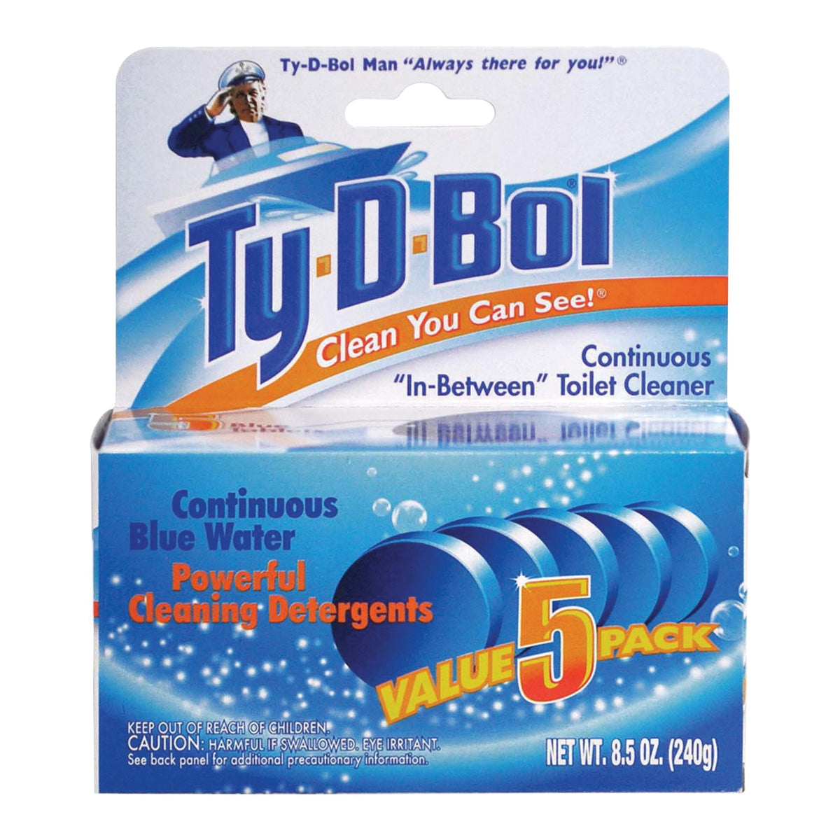 Ty-D-Bol 68000.12 Toilet Bowl Cleaner Tablet, 1.7 oz, Solid, Slight, Blue