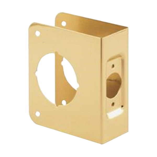 Defender Security U 9544 Door Reinforcer, 2-3/8 in Backset, 1-3/4 in Thick Door, Solid Brass, Brass, 4-1/2 in H