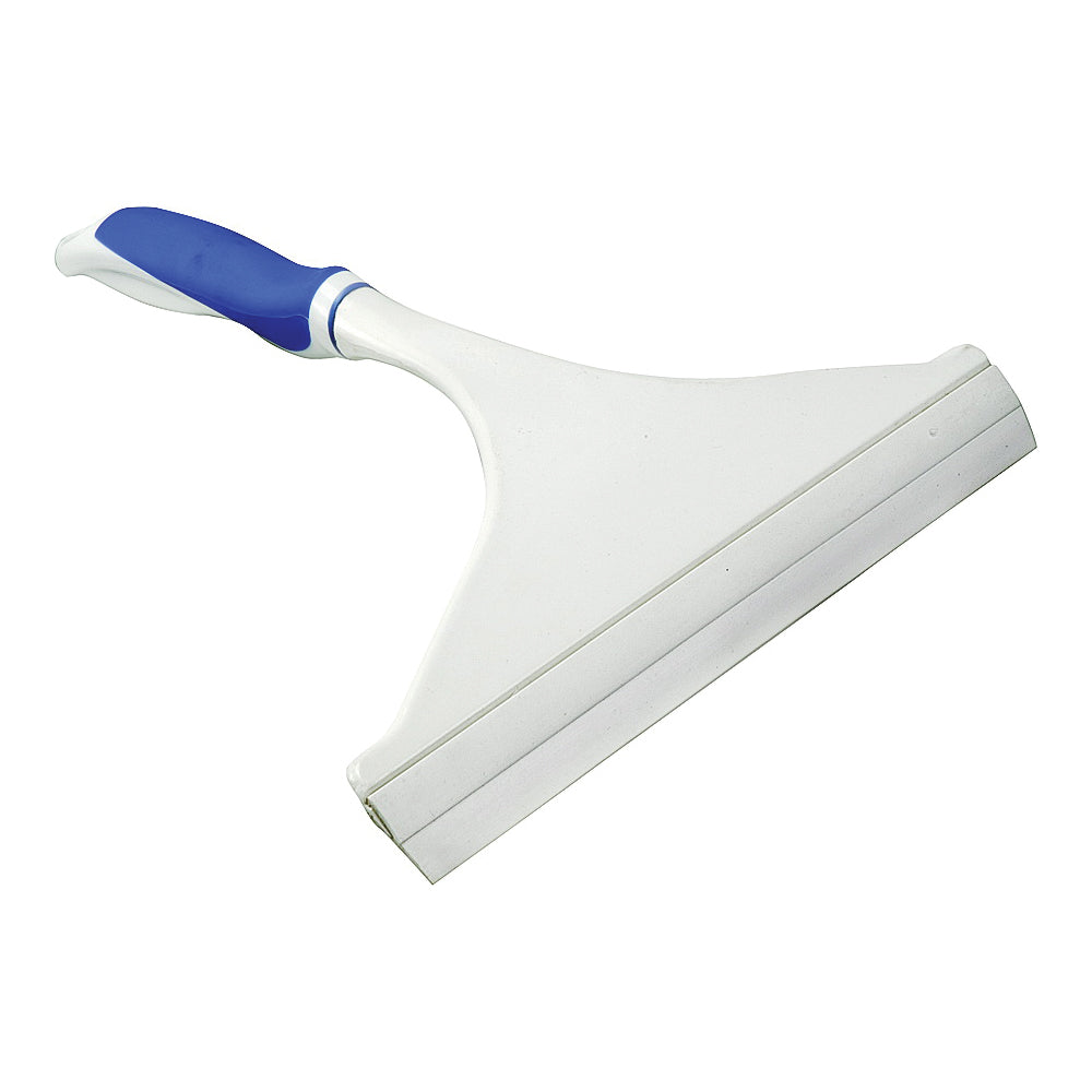 Simple Spaces YB88143L Window Squeegee, 9-3/8 in Blade, Plastic Blade, Wide Blade, 10-1/4 in OAL, Blue/White