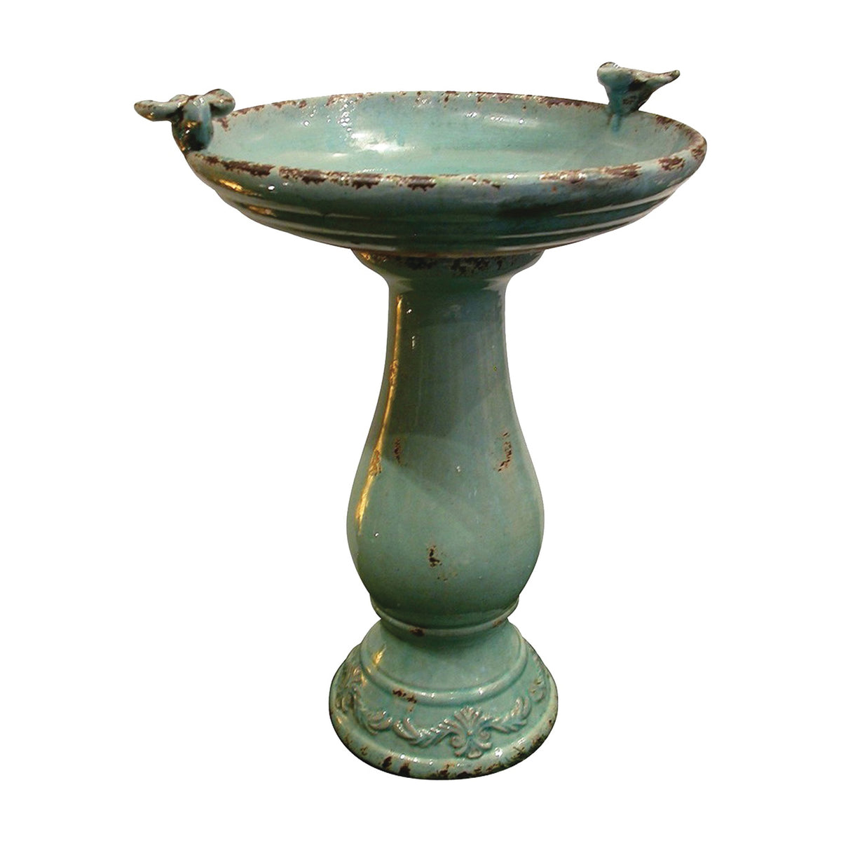 Alpine TLR102TUR Antique Ceramic Bird Bath, 1-Tier, Ceramic, Turquoise, Antique