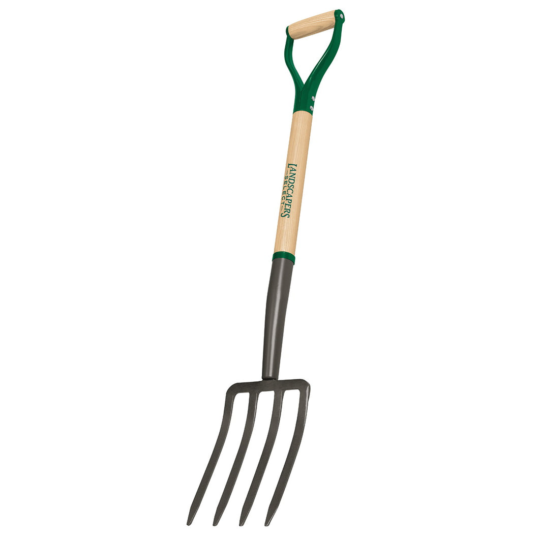 Landscapers Select 34619 Garden Spading Fork, Steel Tine, 4 -Tine, Steel Tine, Gray, Wood Handle, 30 in L Handle