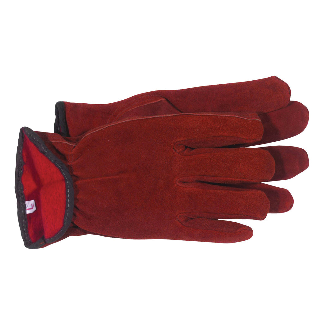 BOSS 4175L Driver Gloves, L, Keystone Thumb, Open, Shirred Elastic Back Cuff, Cowhide Leather, Red