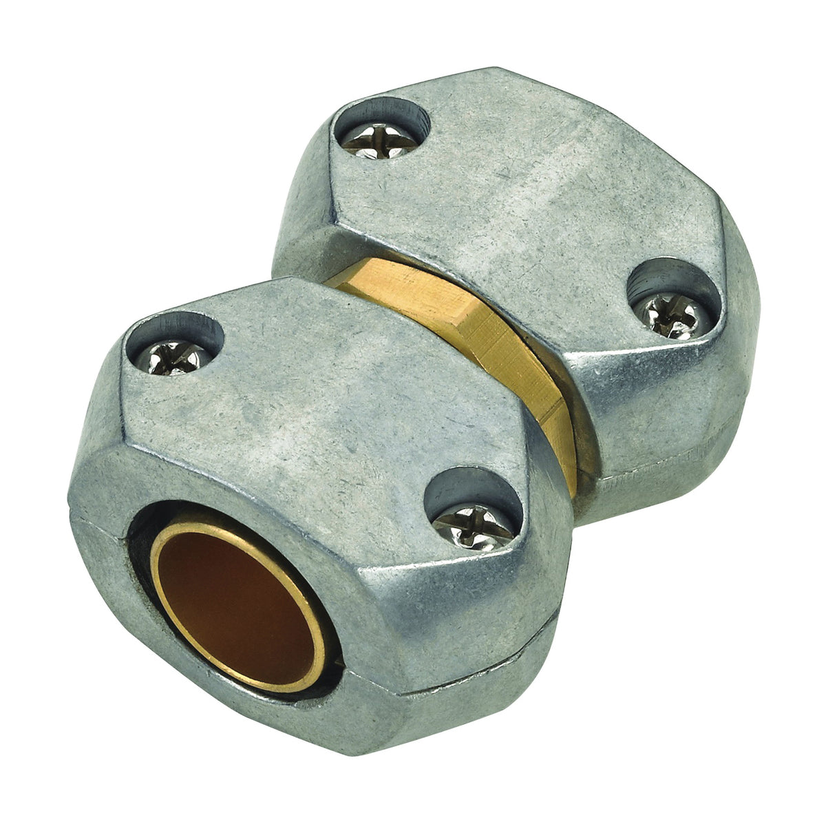 Landscapers Select GC535 Hose Mender, 5/8 to 3/4 in, Brass and zinc, Brass and Silver