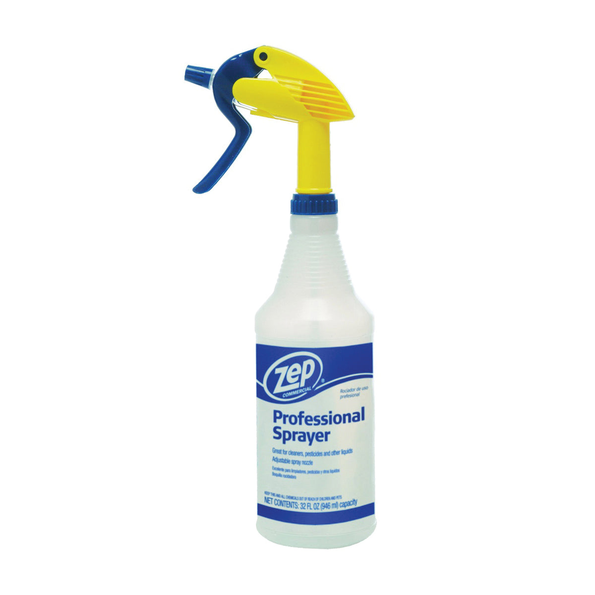 Zep HDPRO36 Spray Bottle, 32 oz Capacity, Plastic, Clear