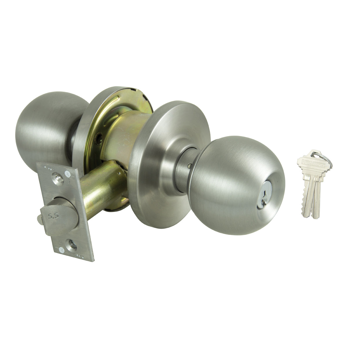 ProSource Knob Set, 2 Grade, Ball Knob Handle, Keyed Different Key, Stainless Steel, Stainless Steel