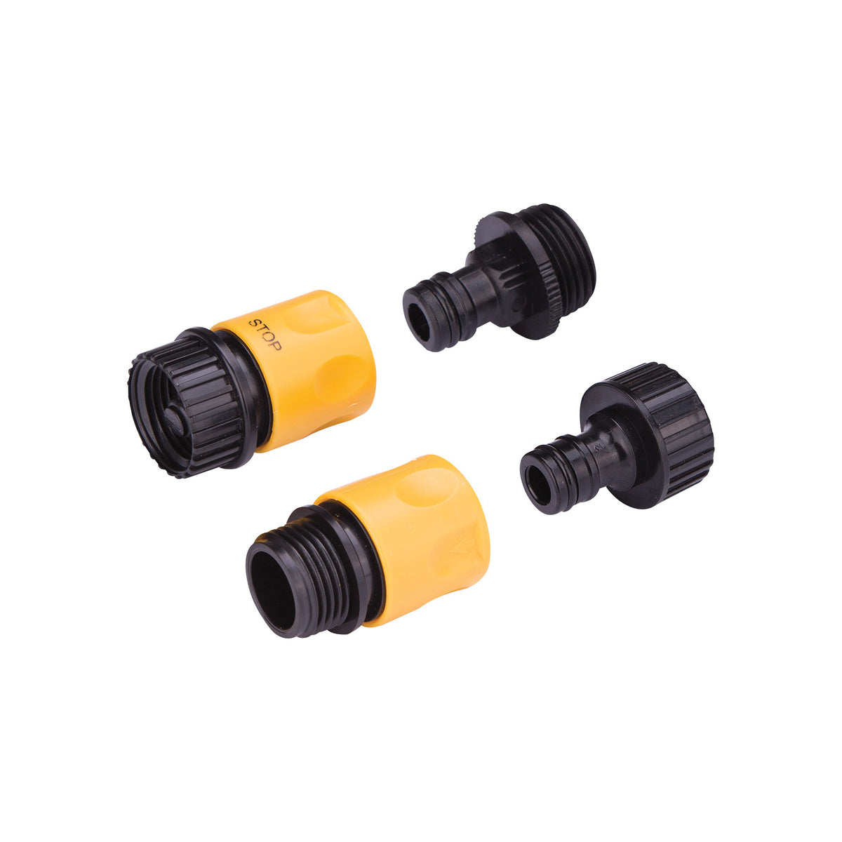Landscapers Select GC520+GC540+GC522 Hose Connector Set, Male Thread and Female Thread, Plastic, Yellow and Black
