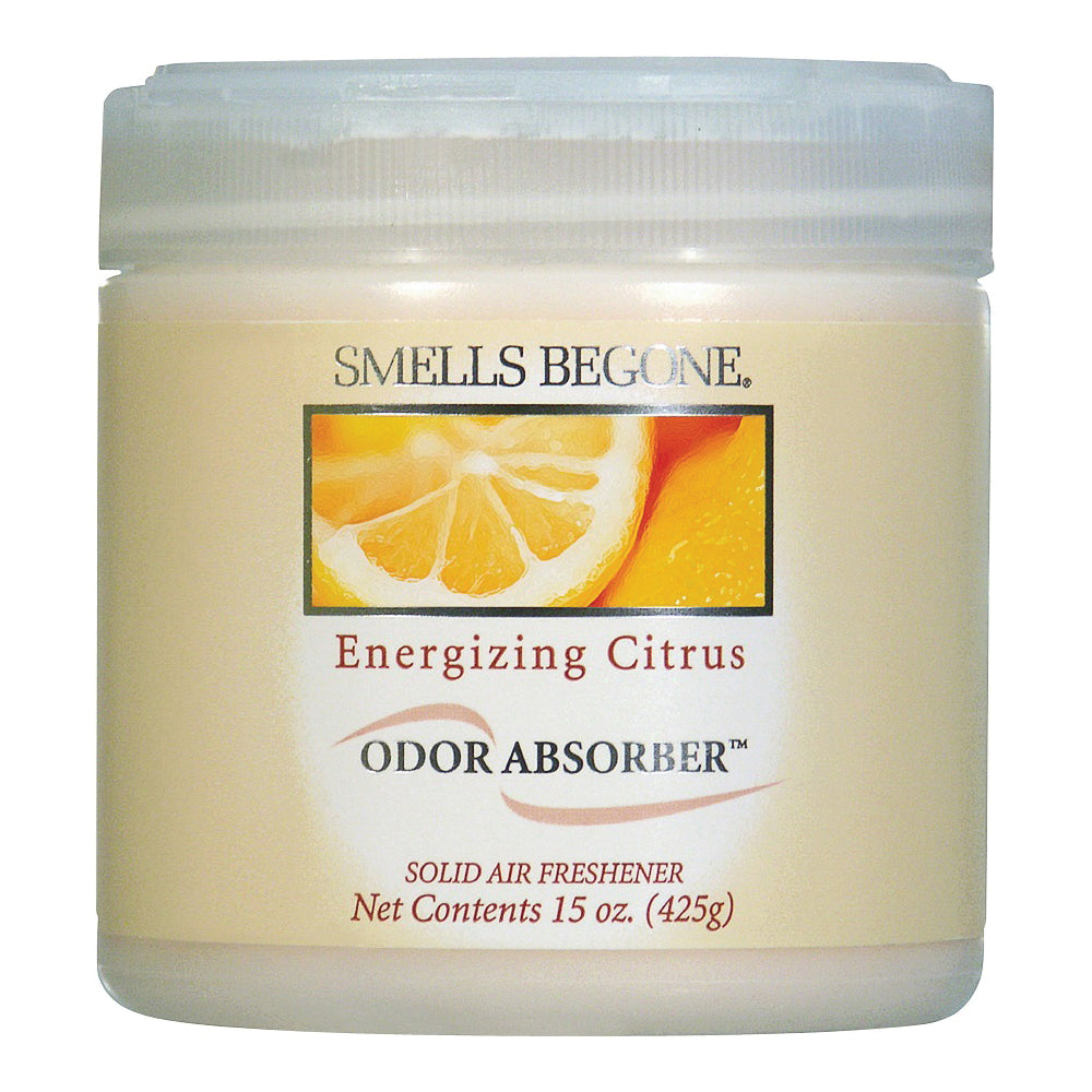 SMELLS BEGONE 50316 Odor Absorbing Gel, 15 oz Jar, Citrus, 450 sq-ft Coverage Area