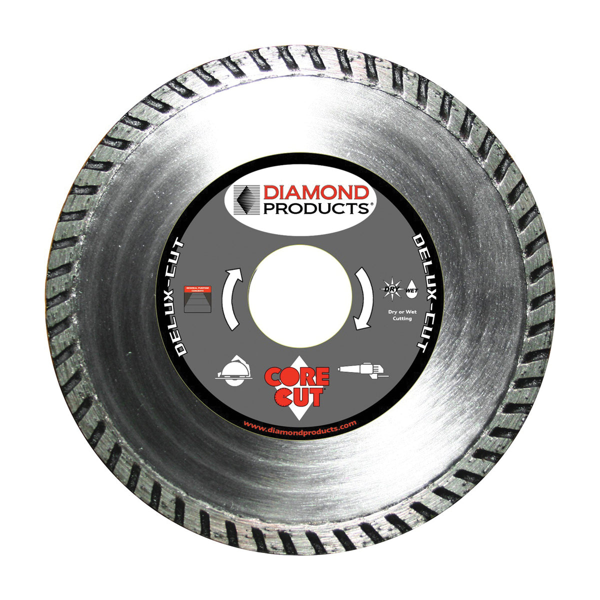 DIAMOND PRODUCTS 21124 Circular Blade, 4 in Dia, 7/8 in Arbor, Diamond Cutting Edge