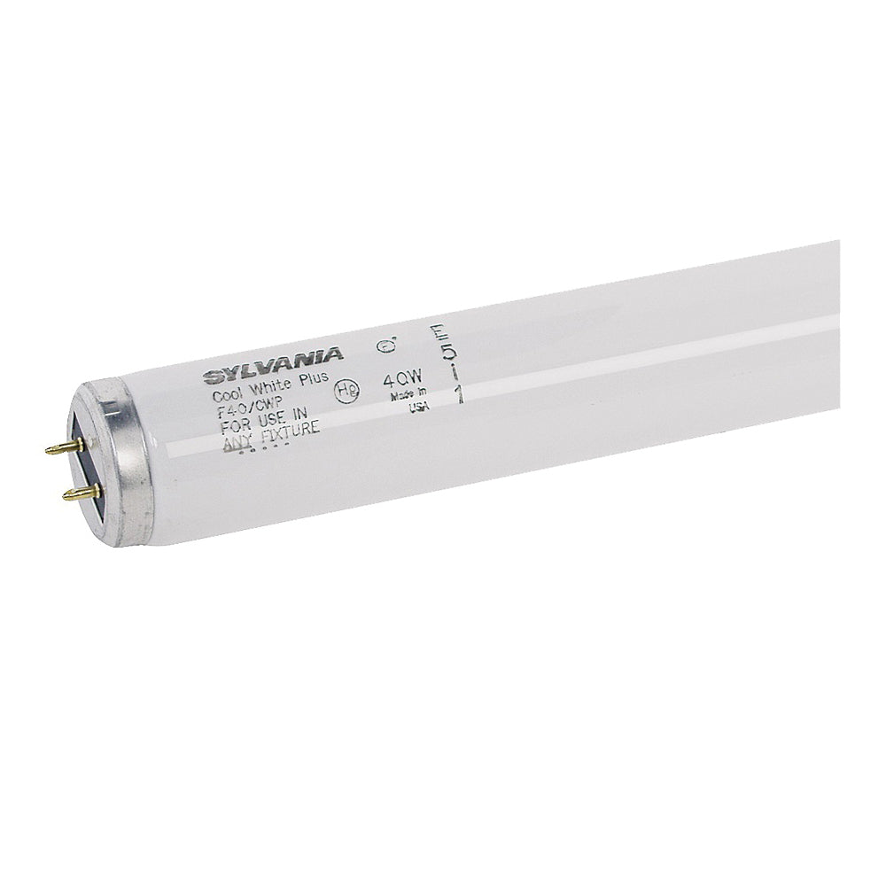 Sylvania 21371 Fluorescent Bulb, 40 W, T12 Lamp, Medium Lamp Base, 2150 Lumens, 4100 K Color Temp, Cool White Light