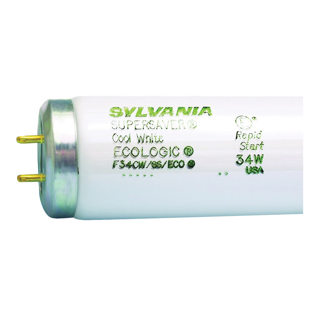 Sylvania 23501 Fluorescent Bulb, 34 W, T12 Lamp, Medium Lamp Base, 1925 Lumens, 4100 K Color Temp, Cool White Light