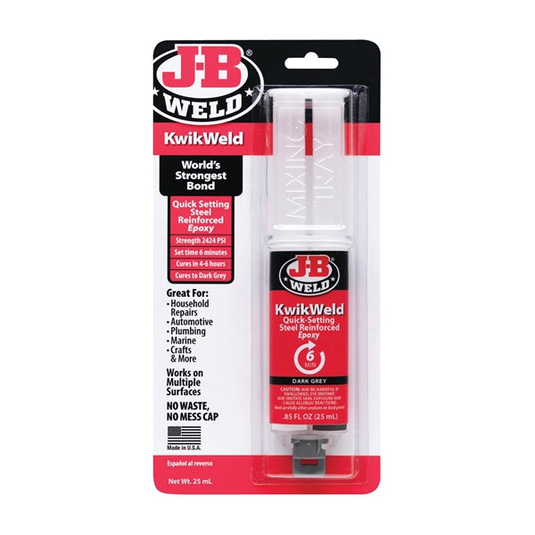 J-B WELD 50176 Epoxy Adhesive, Dark Gray, Solid, 25 mL Syringe