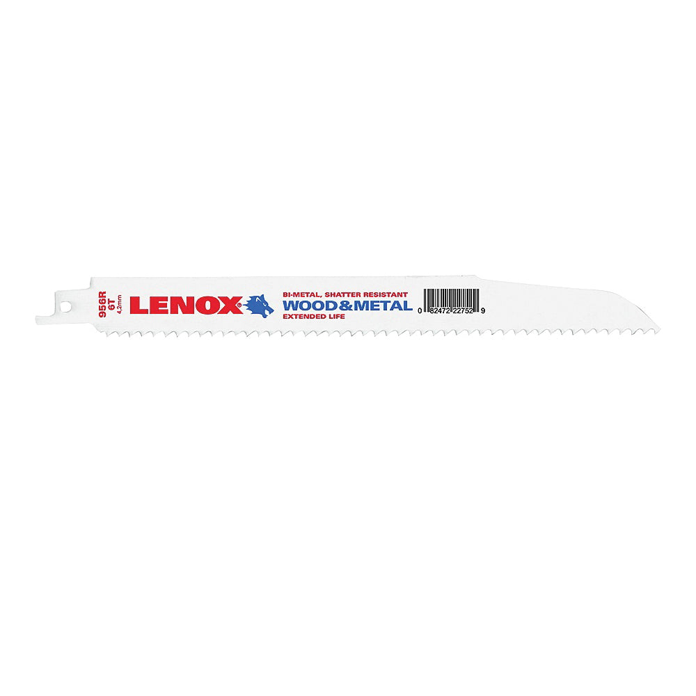 Lenox 22752OSB956R Reciprocating Saw Blade, 3/4 in W, 9 in L, 6 TPI, Bi-Metal Cutting Edge