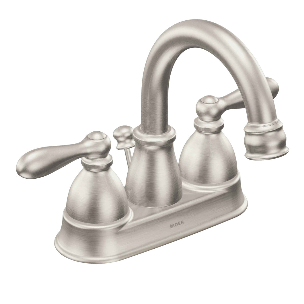 Moen WS84667SRN Bathroom Faucet, 1.2 gpm, 2-Faucet Handle, Metal, Brushed Nickel, Lever Handle, High Arc Spout