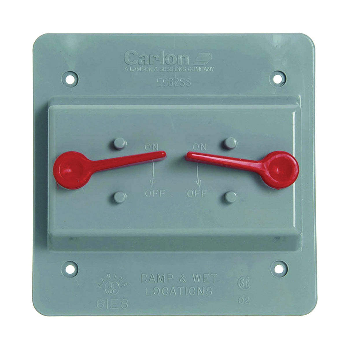 Carlon E9G2SSNR Cover, 4-55/64 in L, 4-55/64 in W, Square, Polycarbonate, Gray